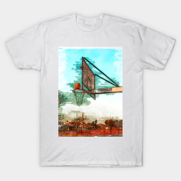 Basketball Hoop In Argentina Marker Sketch T-Shirt by ColortrixArt